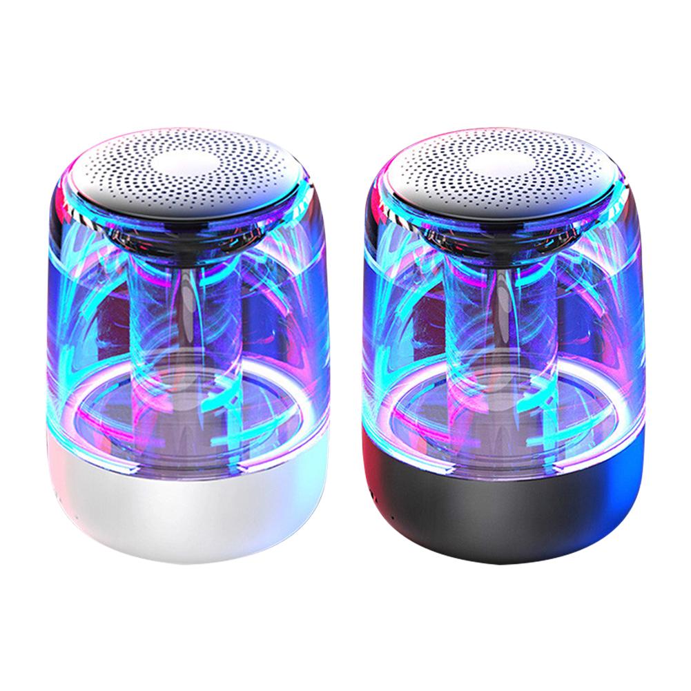 Portable Bluetooth speaker, wireless column speaker with powerful bass, radio and color-changing LED lighting