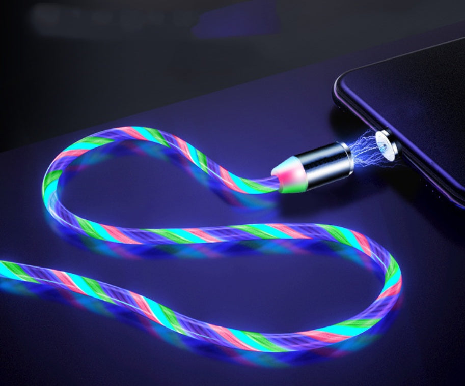 Compatible with Apple, Flowing Light Magnetic Streamer data cable for iPhone and Android Type C