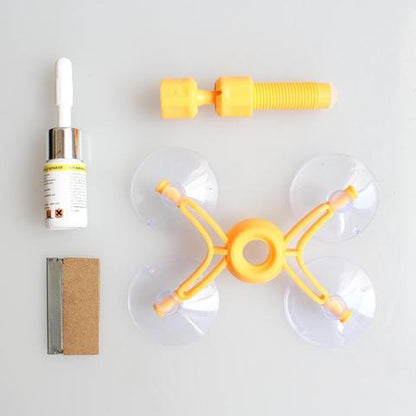 Tool set for repairing cracks and reducing liquid adhesive