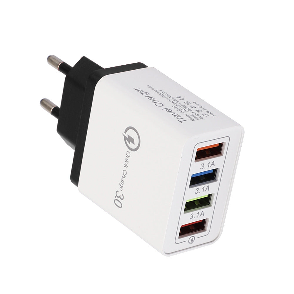 USB charger Quick Charge 3.0 4-port adapter for tablets, portable wall charger, fast charger