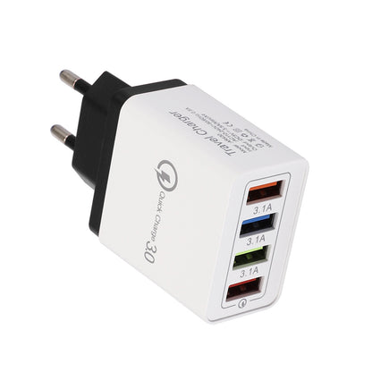 USB charger Quick Charge 3.0 4-port adapter for tablets, portable wall charger, fast charger