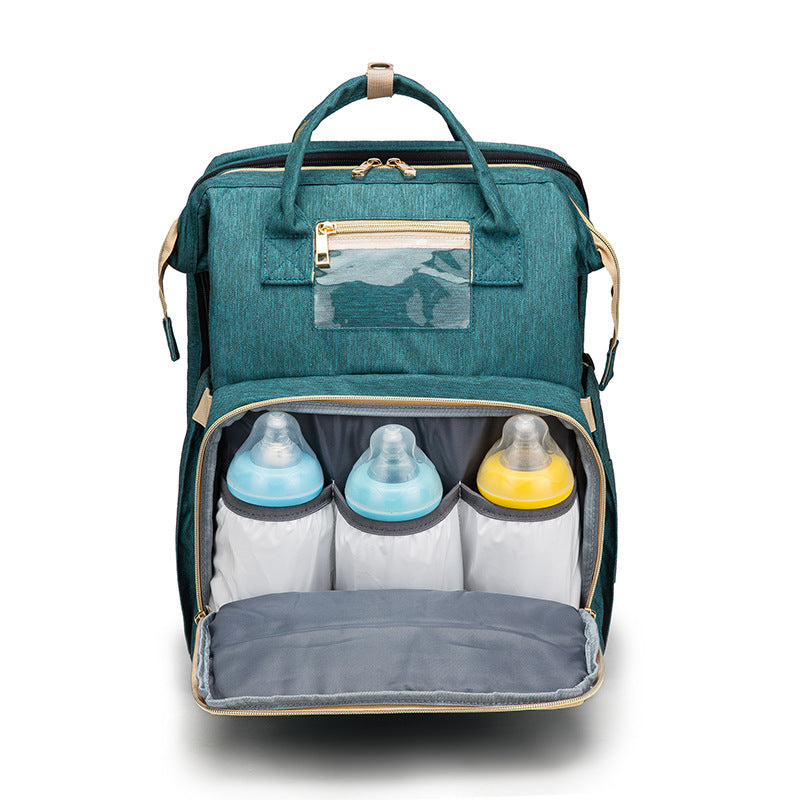 USB charging version, foldable backpack for mothers with bed, large capacity, multifunctional