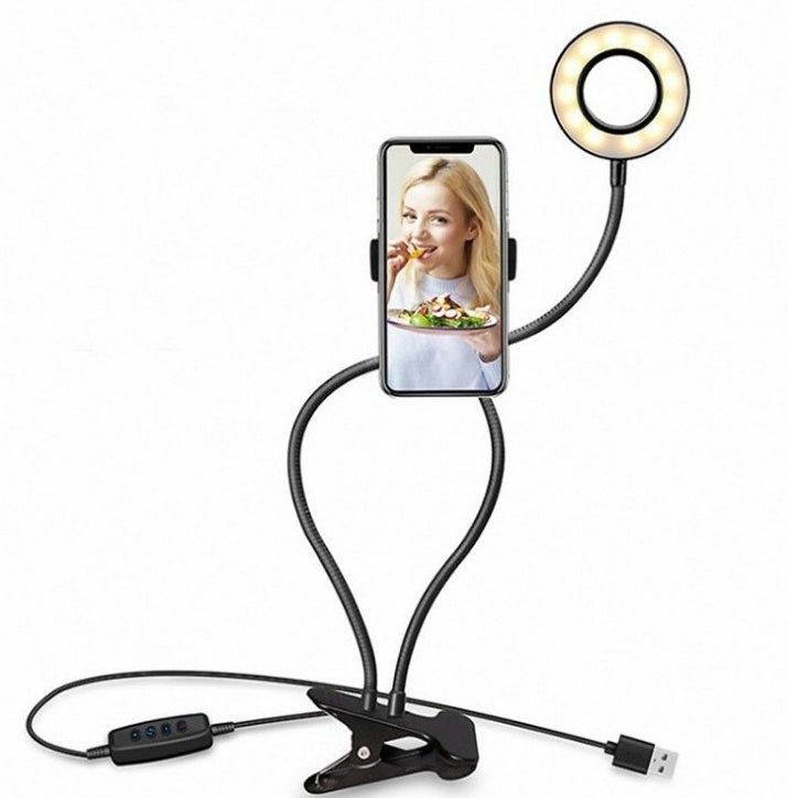 LED-Selfie-Ringlicht für Live-Make-up, verstellbar, mit 8 cm Stativ