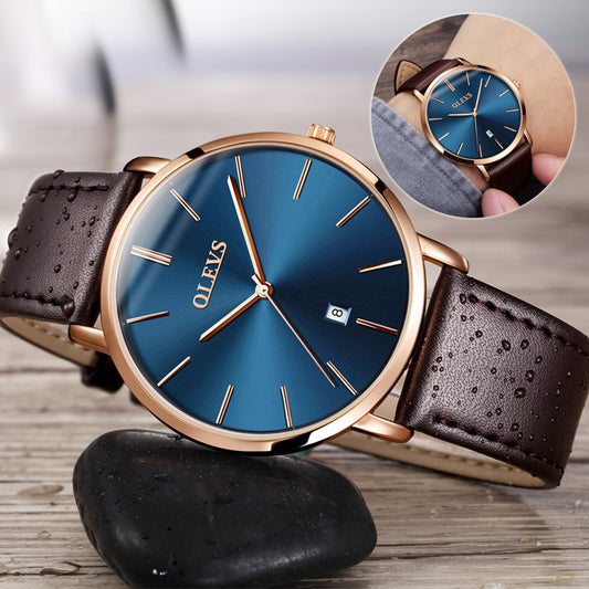 Leder Quarz Wasserdicht Armbanduhr