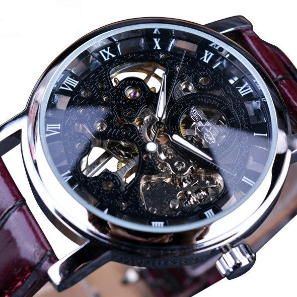 Golden Transparent Skeleton Retro Mechanische Herrenuhren