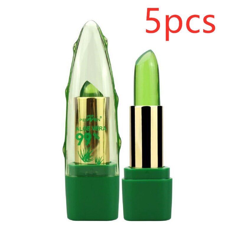Aloe-Vera-Gel, farbverändernder Lippenstift, Gloss, Feuchtigkeitscreme, Anti-Austrocknungs-Lippenbalsam mit feiner Körnung