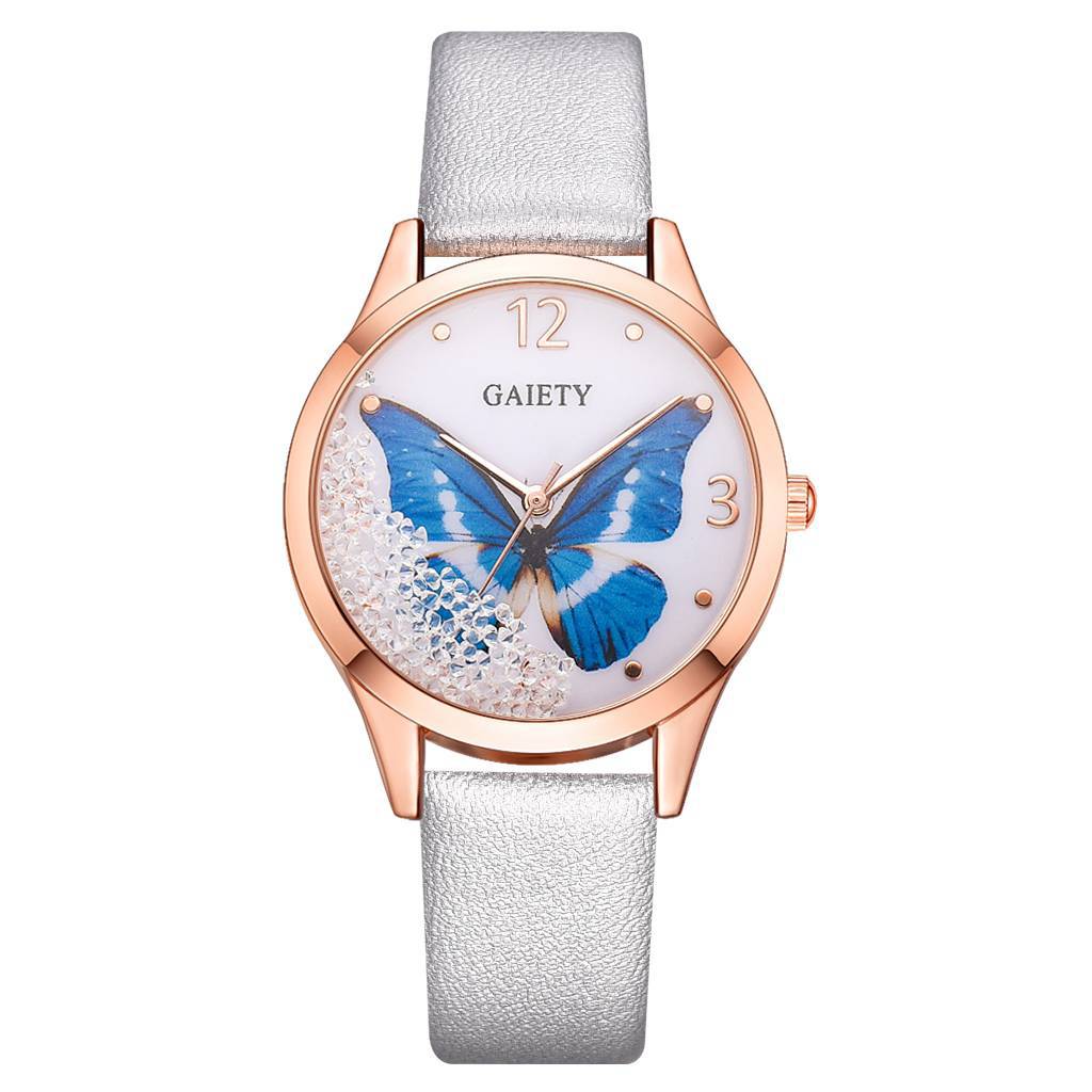 Gaiety Luxus Schmetterling Leder Armbanduhr
