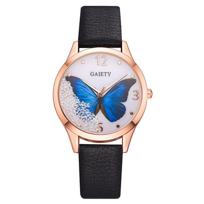 Gaiety Luxus Schmetterling Leder Armbanduhr