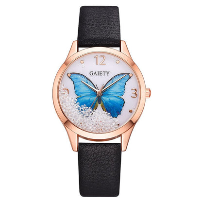Gaiety Luxus Schmetterling Leder Armbanduhr