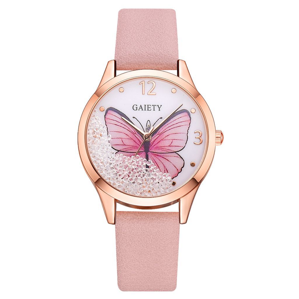 Gaiety Luxus Schmetterling Leder Armbanduhr