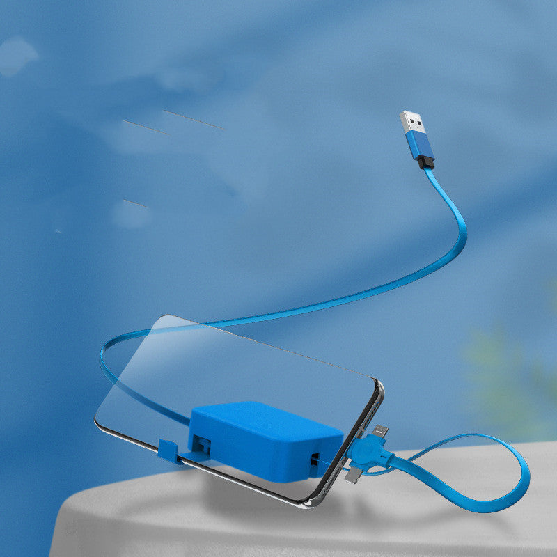 4-in-1-Einziehkabel, kreatives Macaron-USB-C-Micro-Kabel für iPhones mit Handyhalterung, Lade- und Datenkabel sowie Aufbewahrungsbox