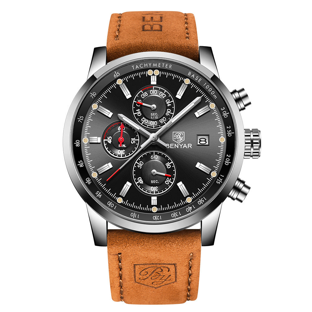 Luxusmarke Quarzuhr Business Leder Armbanduhr