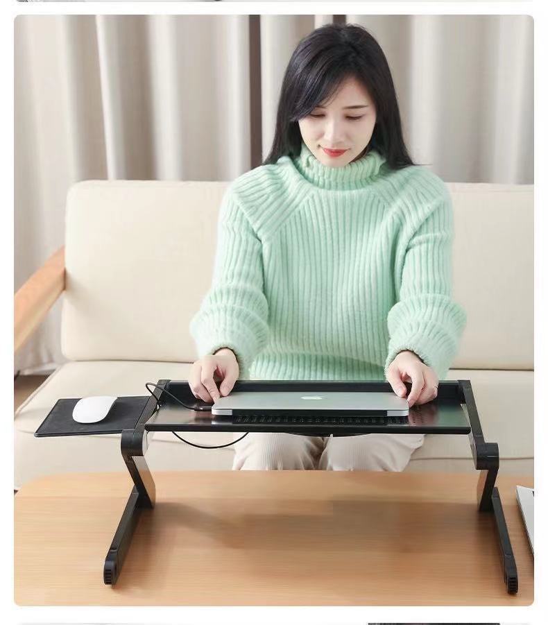 Foldable computer desk for notebooks with dual fans