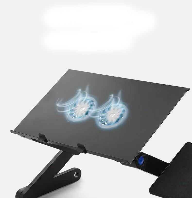 Foldable computer desk for notebooks with dual fans