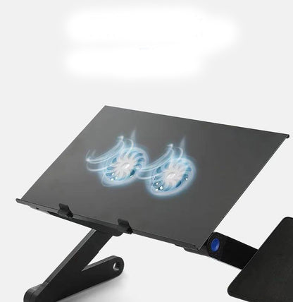 Foldable computer desk for notebooks with dual fans