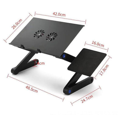 Foldable computer desk for notebooks with dual fans