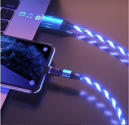 540° drehbares, leuchtendes Magnetkabel, 3A Schnellladekabel für Mobiltelefone mit LED-Beleuchtung, Micro-USB- und Typ-C-Anschluss für iPhones
