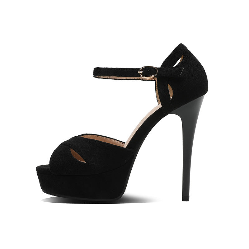 Fischmaul-Ausschnitt Stiletto High Heels Plateausandalen