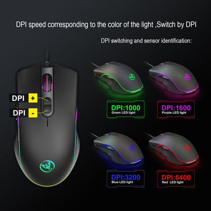 Light-up gaming mouse, wired gaming mouse