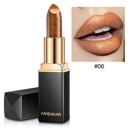 Farbtemperaturwechsel Perlmuttartiger Glänzender Metallic Lippenstift