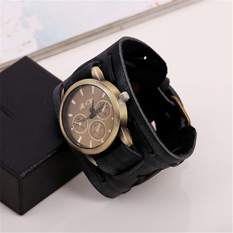 Retro Rindsleder Punk Armbanduhr
