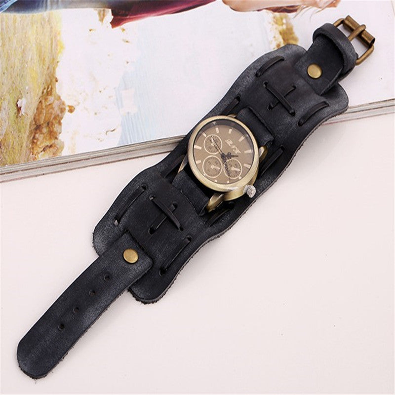 Retro Rindsleder Punk Armbanduhr