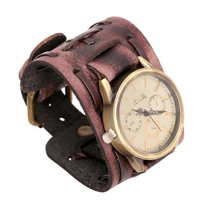 Retro Rindsleder Punk Armbanduhr