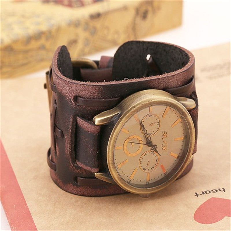 Retro Rindsleder Punk Armbanduhr