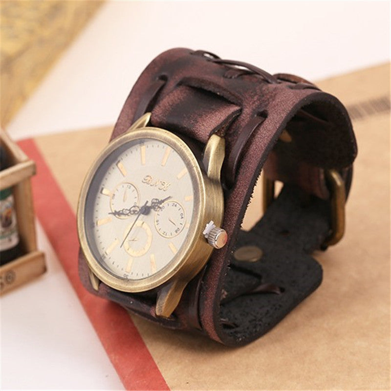 Retro Rindsleder Punk Armbanduhr