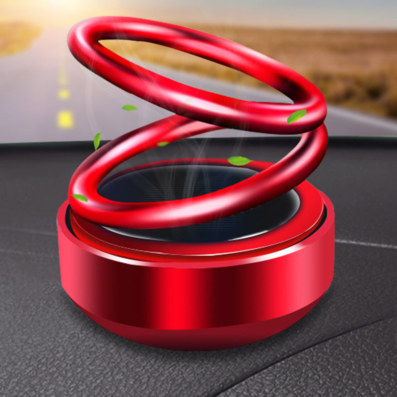 Solar-powered, rotating car air freshener with bench seat