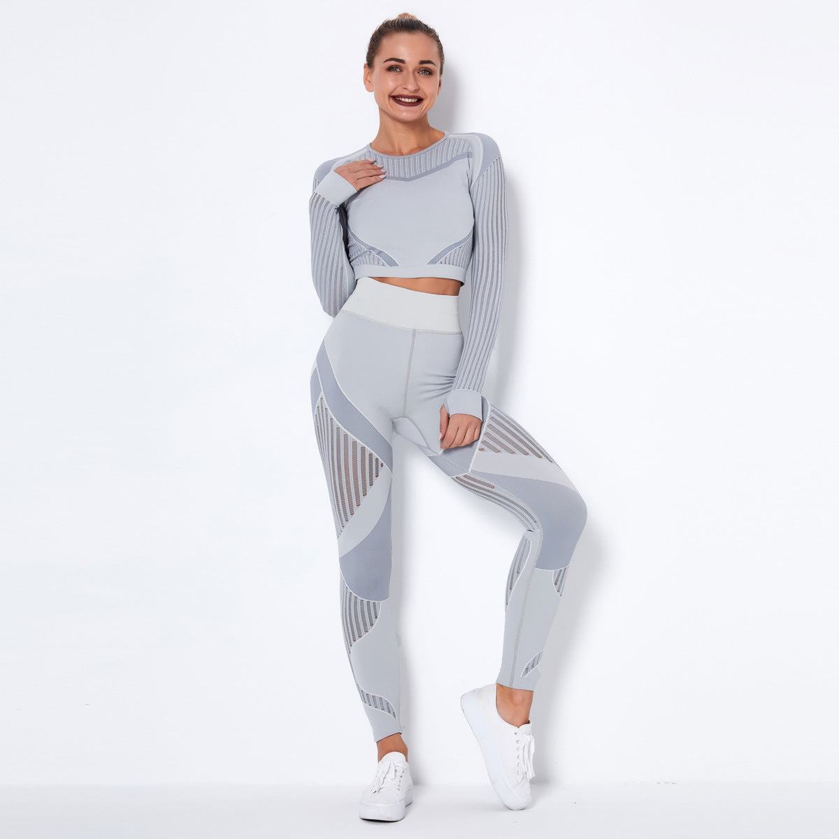 Seamless Knitted Absorbent Yoga Long Sleeve Suit