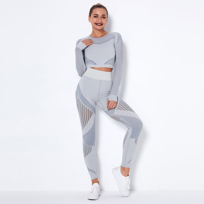 Seamless Knitted Absorbent Yoga Long Sleeve Suit