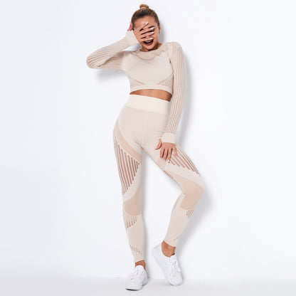Seamless Knitted Absorbent Yoga Long Sleeve Suit