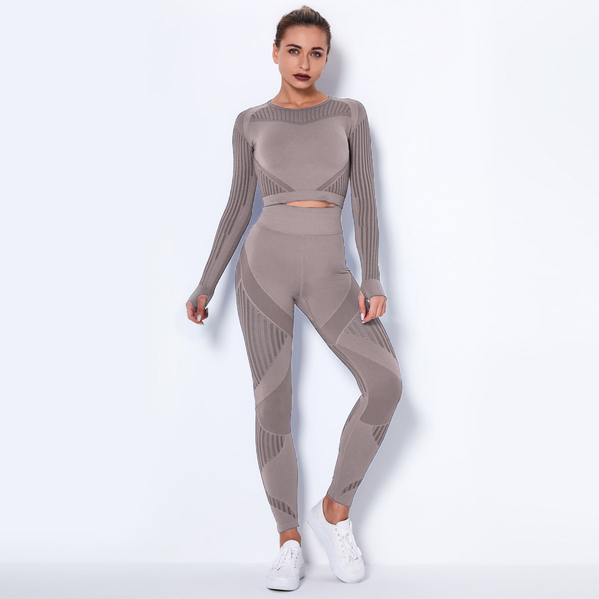 Seamless Knitted Absorbent Yoga Long Sleeve Suit