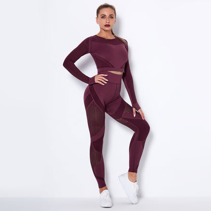Seamless Knitted Absorbent Yoga Long Sleeve Suit