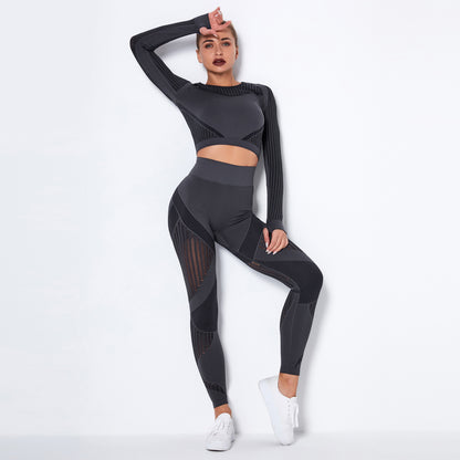 Seamless Knitted Absorbent Yoga Long Sleeve Suit