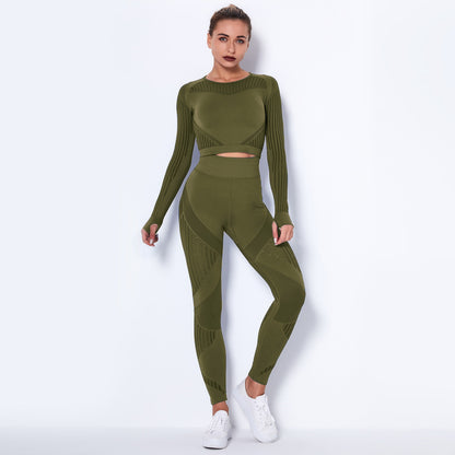 Seamless Knitted Absorbent Yoga Long Sleeve Suit