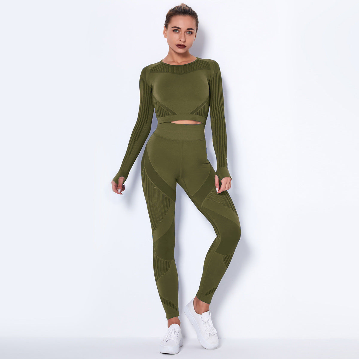Seamless Knitted Absorbent Yoga Long Sleeve Suit