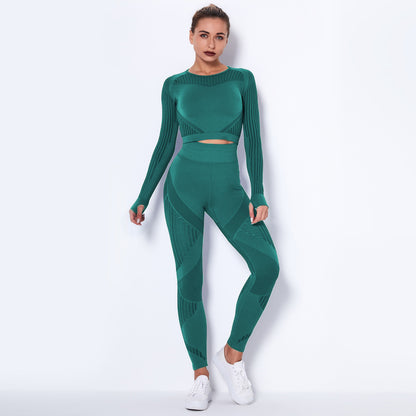 Seamless Knitted Absorbent Yoga Long Sleeve Suit