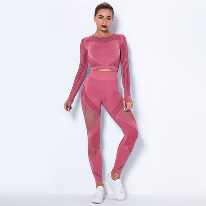 Seamless Knitted Absorbent Yoga Long Sleeve Suit