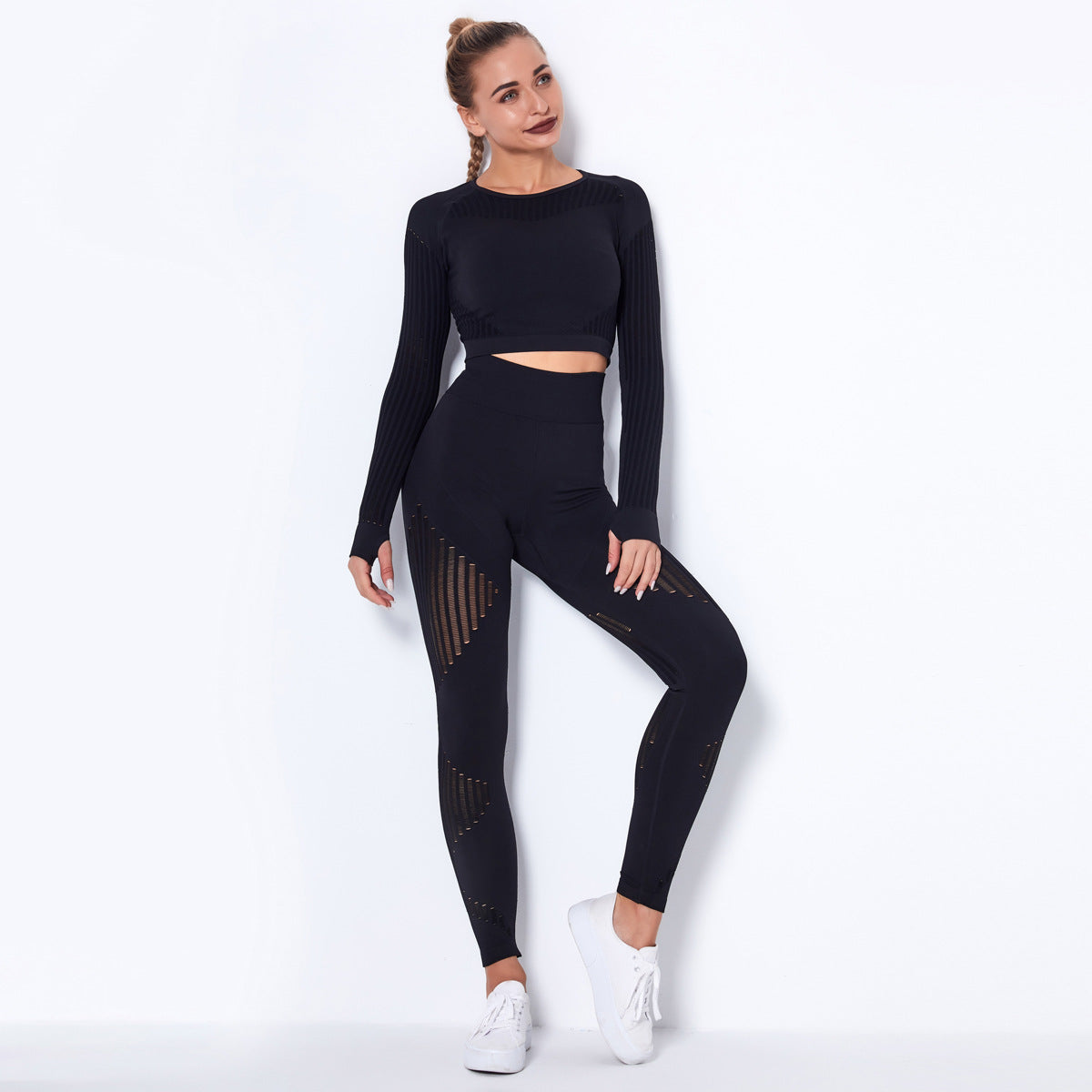 Seamless Knitted Absorbent Yoga Long Sleeve Suit