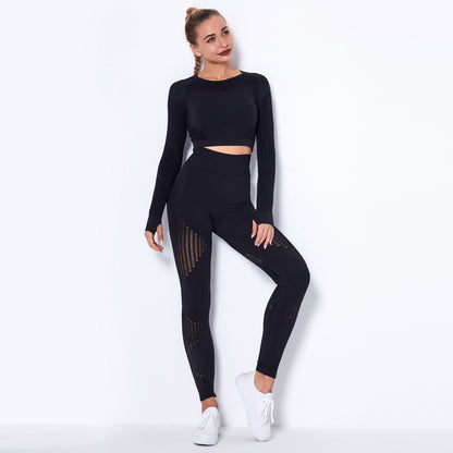 Seamless Knitted Absorbent Yoga Long Sleeve Suit