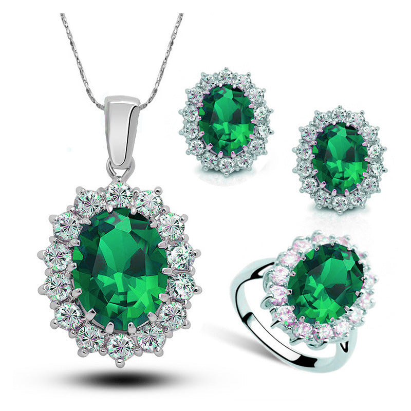 Halskette Ohrringe Anillo 3-Teiliges Kristallschmuck-Set