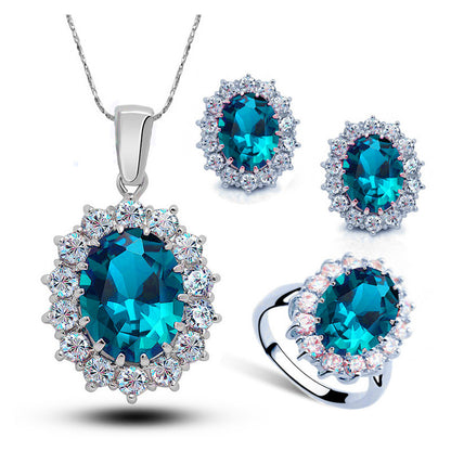 Halskette Ohrringe Anillo 3-Teiliges Kristallschmuck-Set