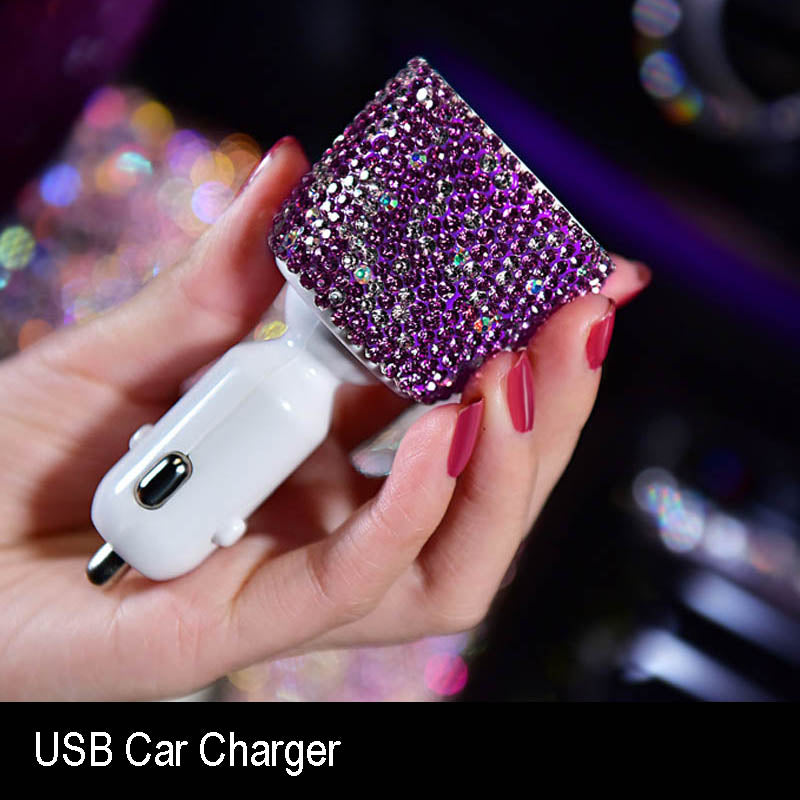 Organizador de caja de basura con cargador USB LED Lila Diamant para colgar en el coche
