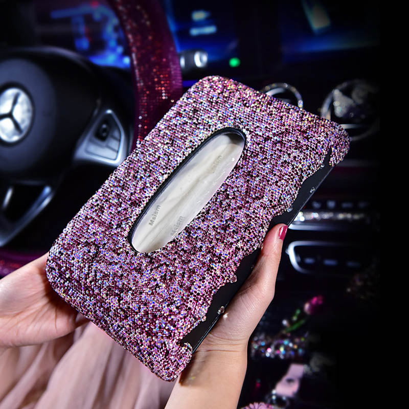Organizador de caja de basura con cargador USB LED Lila Diamant para colgar en el coche