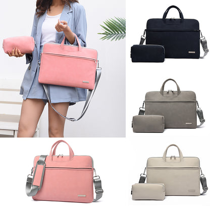 Laptoptasche aus PU-Leder für Damen, Notebook-Tragetasche, Aktentasche für MacBook Air 13,3, 14 und 15,6 Zoll, Herrenhandtasche, Schultertasche, Maustasche
