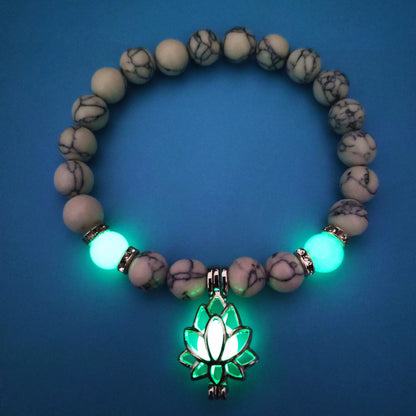 Leuchtenden Anhängern Lotus Naturstein Energievoll Armband
