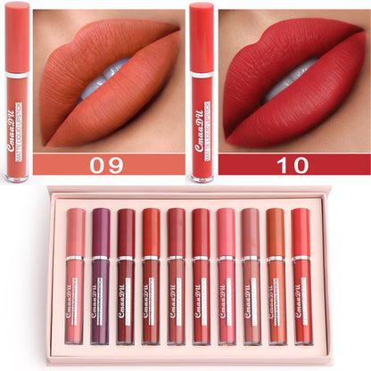 Antihaftbeschichtung Wasserfest Matt Lipgloss Stifte 10-teiliges Set