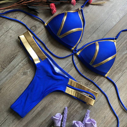 Push Up Trägertop Slip 2-teiliges Bräunungs-Bikini-Set